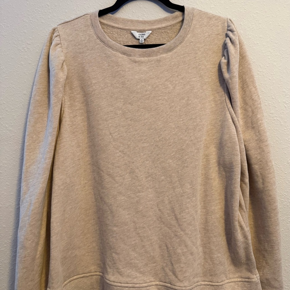 Crown & Ivy Beige Crew Neck Sweater